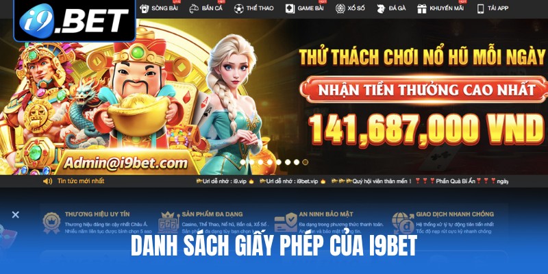 Danh sách giấy phép của i9BET