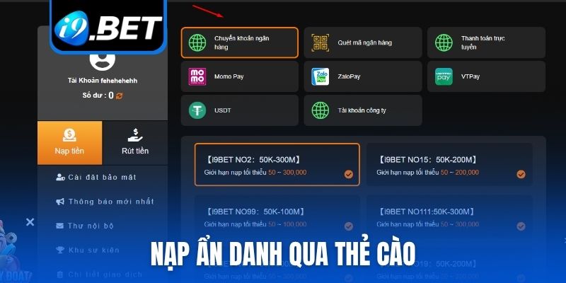Nạp ẩn danh qua thẻ cào