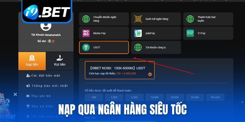 Nạp qua ngân hàng siêu tốc