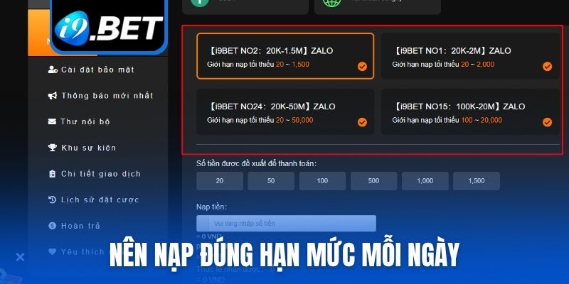 Nên nạp đúng hạn mức mỗi ngày
