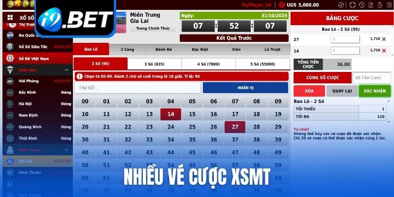 Nhiều vé cược xổ số miền Trung