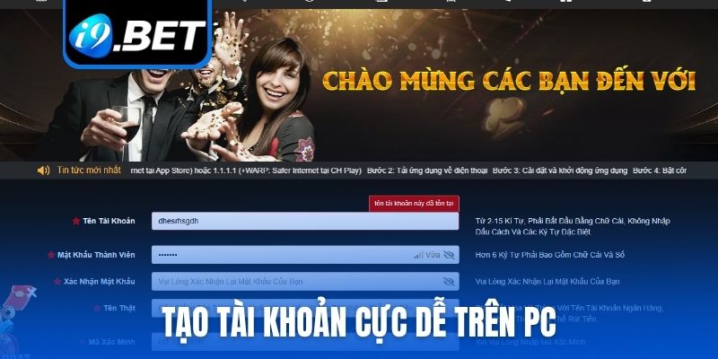 Tạo tài khoản cực dễ trên PC