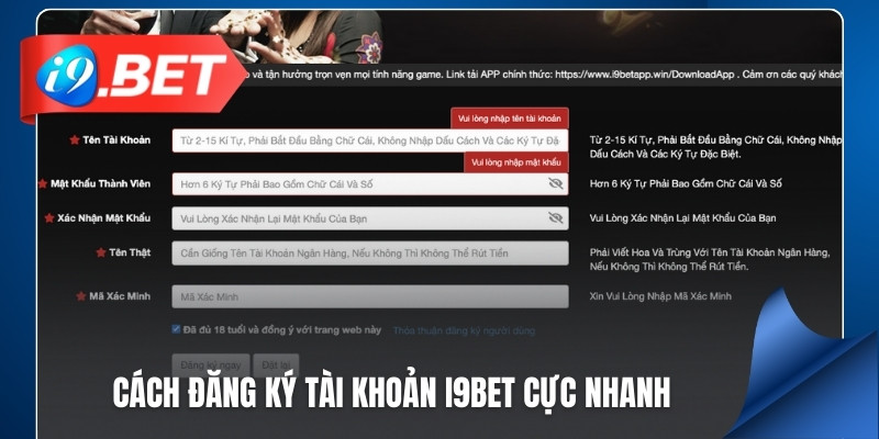 Cách đăng ký tài khoản i9Bet cực nhanh